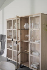 EVERETT HIGH Glass Cabinet – Whitewashed Oak – 3