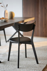 AMI Set of 2 Chairs – black stained oak/ black PU seat – 3