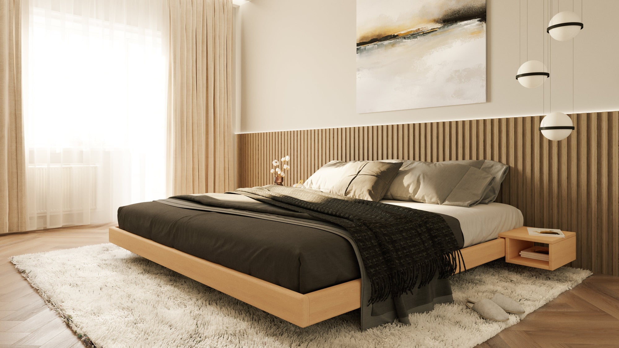 CARRE Bed Outlet 160 cm Walnut