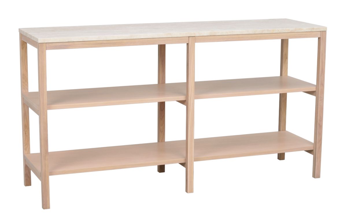Rowico ORWEL Console Table, Beige Travertine Whitewashed Oak, 140 CM