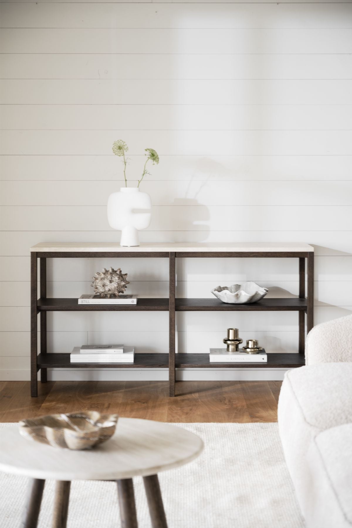 Rowico ORWEL Console Table, Beige Travertine Brown Oak, 140 CM