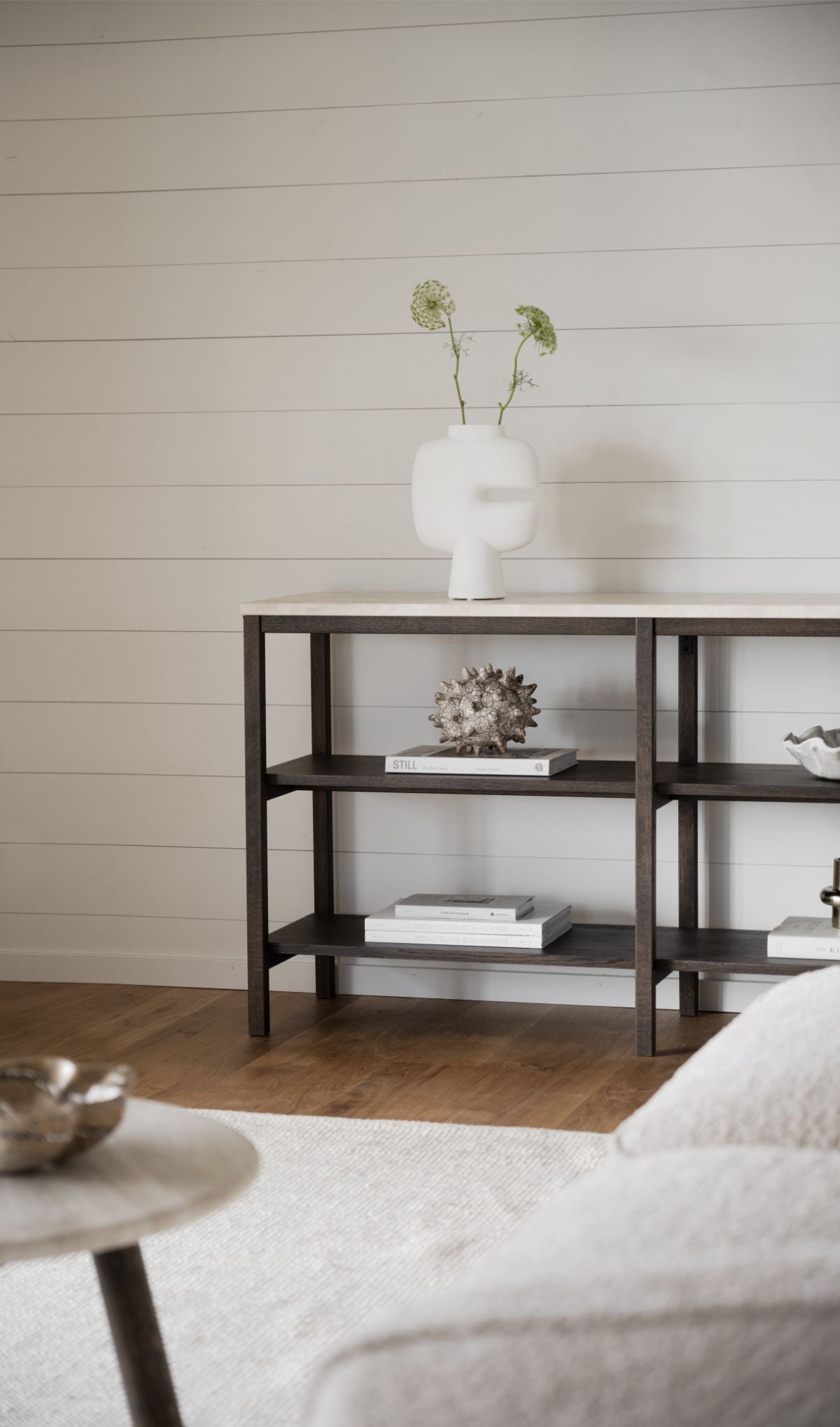 Rowico ORWEL Console Table, Beige Travertine Brown Oak, 140 CM