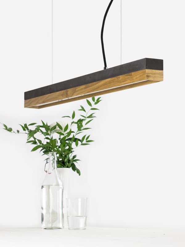 [C2] Concrete & Oak Pendant 92CM