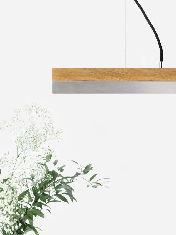[C2o] Oak Wood & Stainless Steel Pendant 92CM