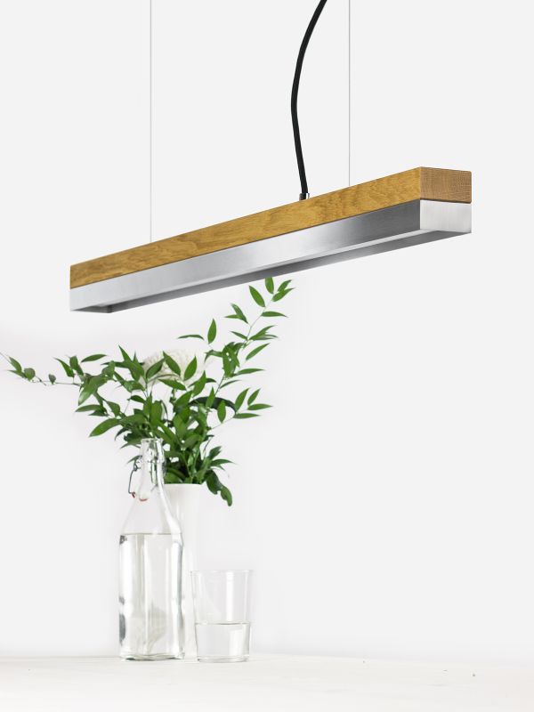 [C2o] Oak Wood & Stainless Steel Pendant 92CM