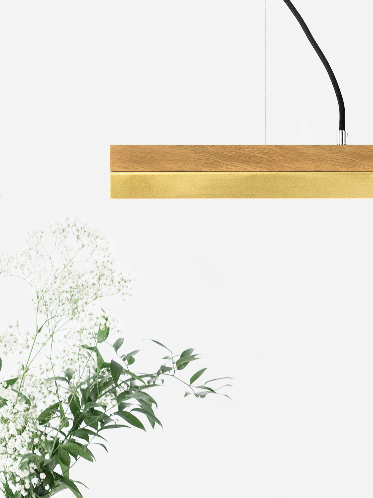 [C2o] Oak Wood & Brass Pendant 92CM
