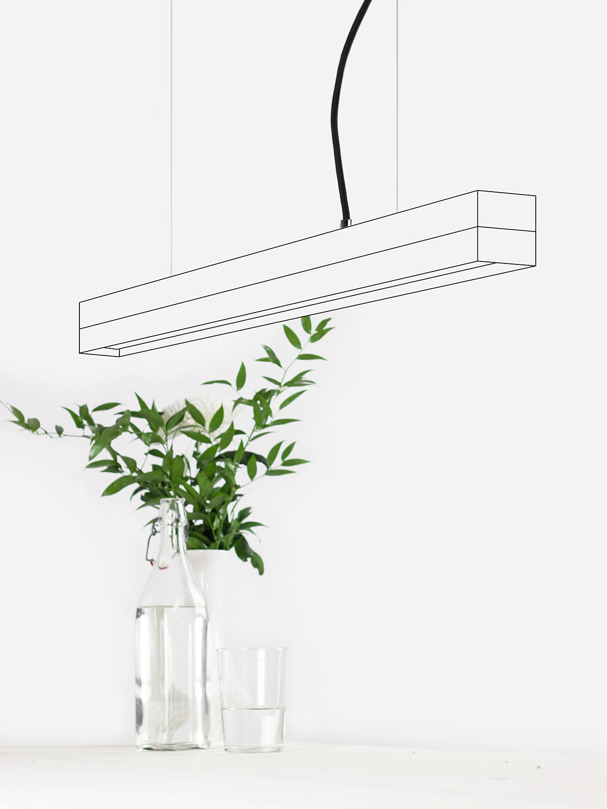 [C2] Concrete & Brass LED Small Pendant 92CM