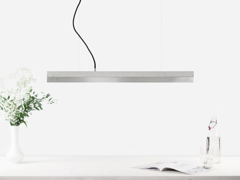 [C2] Concrete & Stainless Steel Pendant 92CM