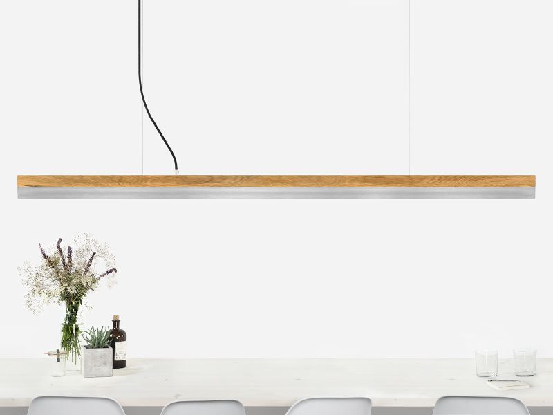 [C3o] Oak Wood & Stainless Steel Pendant 182CM