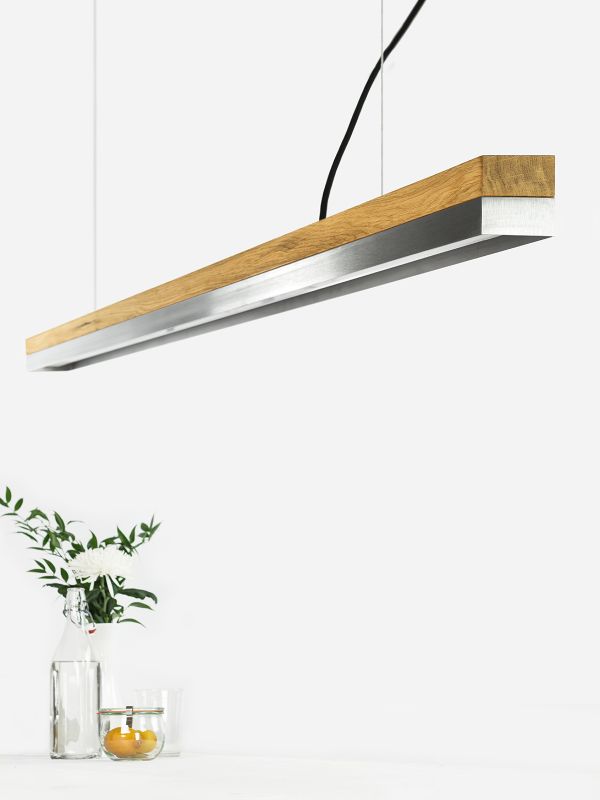 [C3o] Oak Wood & Stainless Steel Pendant 182CM