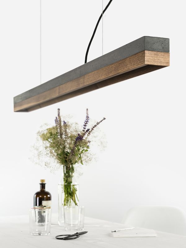 [C1] Concrete & Walnut Pendant Light 122CM
