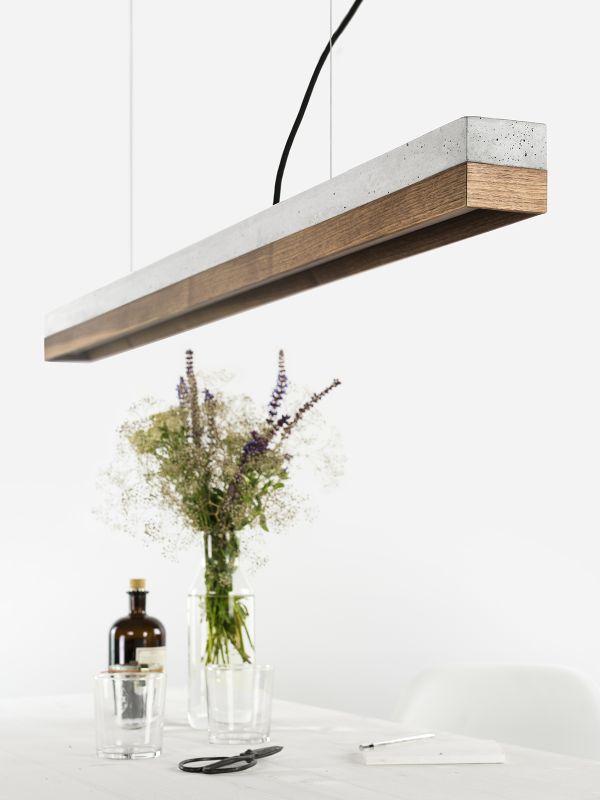 [C1] Concrete & Walnut Pendant Light 122CM