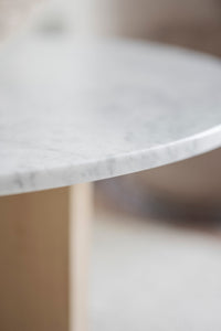 BROOKSVILLE Round Coffee Table Ø90 – White marble & whitewashed oak – 5