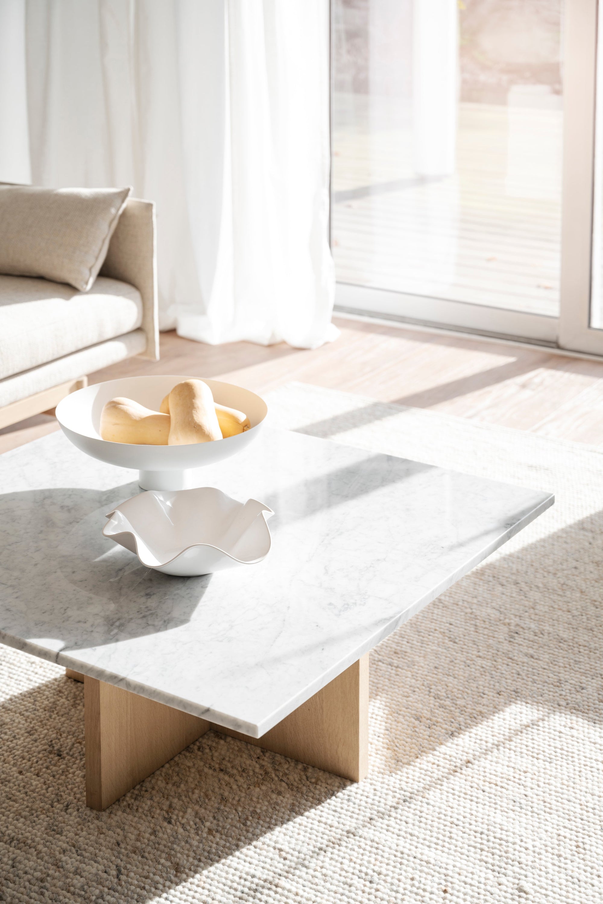 BROOKSVILLE Square Coffee Table 90 CM – White marble & whitewashed oak – 3