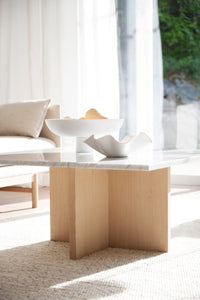 BROOKSVILLE Square Coffee Table 90 CM – White marble & whitewashed oak – 4