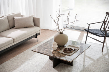 BROOKSVILLE Square Coffee Table 90 CM – Brown marble & brown oak – 3
