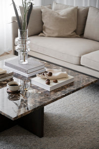 BROOKSVILLE Square Coffee Table 90 CM – Brown marble & brown oak – 5