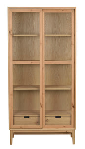 Hazelton Glass Cabinet with Drawers – Oak – 1