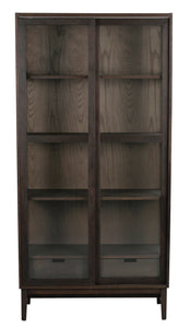 Hazelton Glass Cabinet with Drawers – Brown Oak – 1
