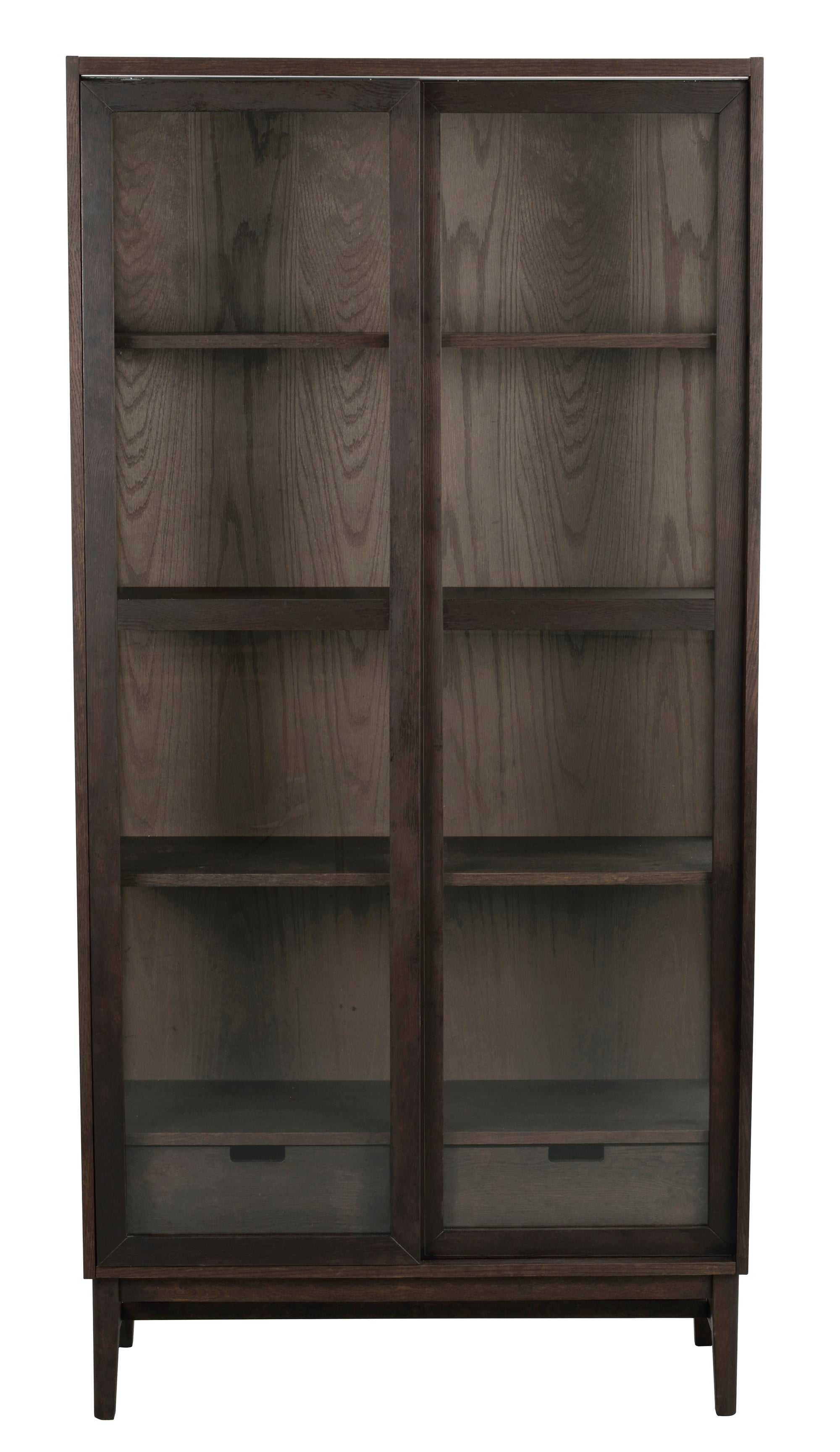 Hazelton Glass Cabinet with Drawers – Brown Oak – 1