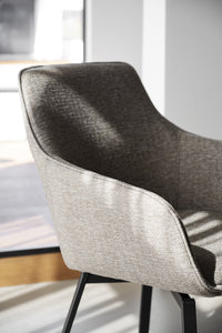 Alison Swivel Dining Armchair with Metal Legs (Set of 2) – Dark Beige Fabric / Black Metal – 6