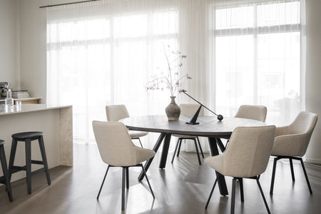 Maddock Round Extendable Dining Table Ø135 cm – Brown Oak / Black – 4