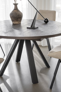 Maddock Round Extendable Dining Table Ø135 cm – Brown Oak / Black – 6