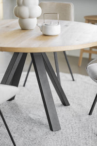 Maddock Round Extendable Dining Table Ø135 cm – Oak / Black – 3