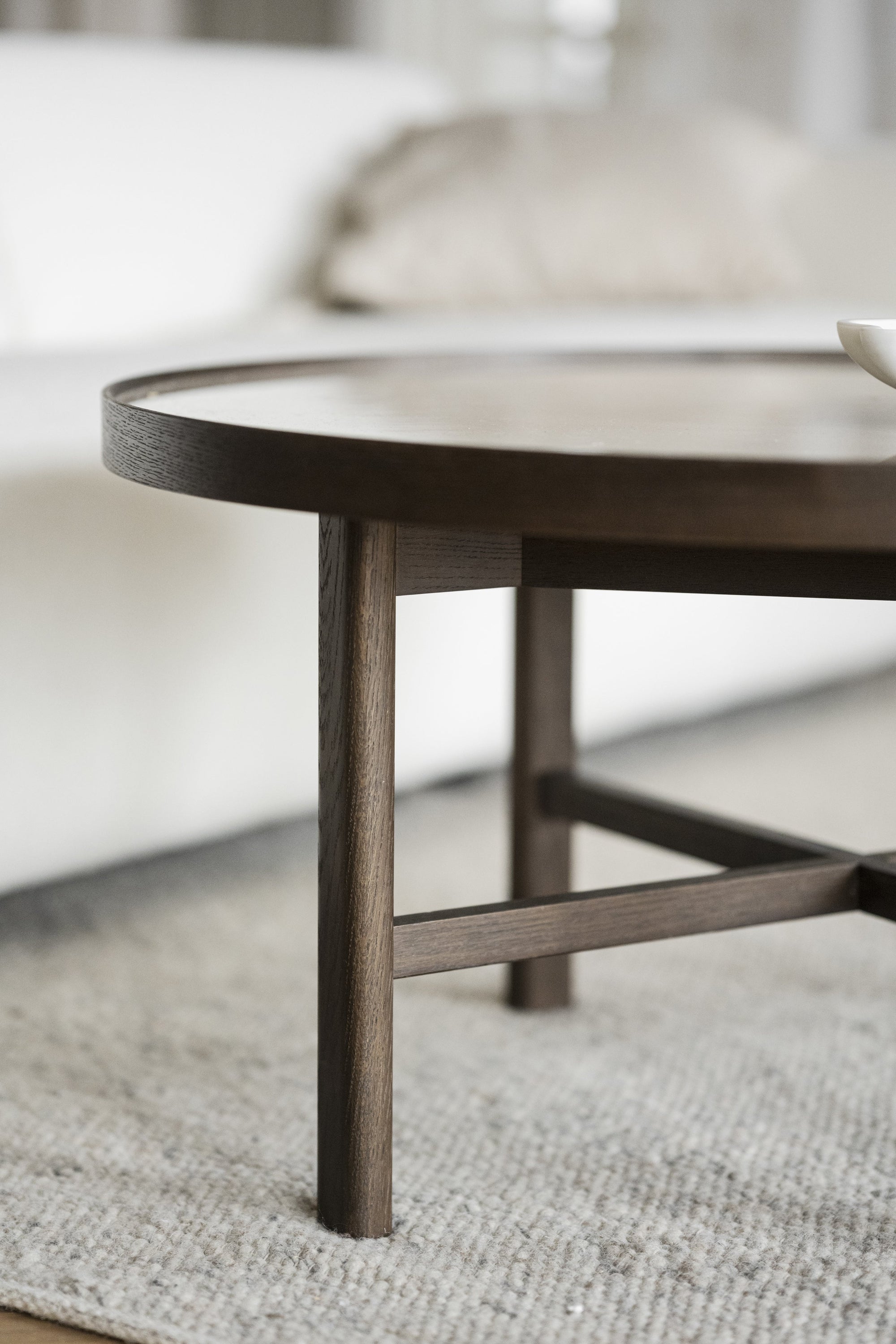 Marsden Round Coffee Table Ø90 cm – Beige Ceramic / Brown Oak – 4