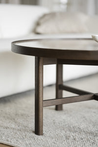Marsden Round Coffee Table Ø90 cm – Beige Ceramic / Brown Oak – 4
