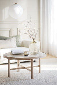 Marsden Round Coffee Table Ø90 cm – Beige Ceramic / Whitewash Oak – 8