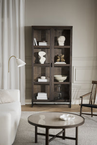 EVERETT HIGH Glass Cabinet – Brown Oak – 2