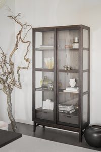 Hazelton Glass Cabinet with Drawers – Brown Oak – 2