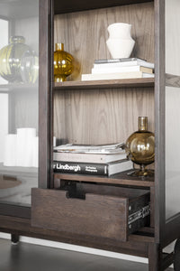 Hazelton Glass Cabinet with Drawers – Brown Oak – 5