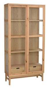 Hazelton Glass Cabinet with Drawers – Oak – 6