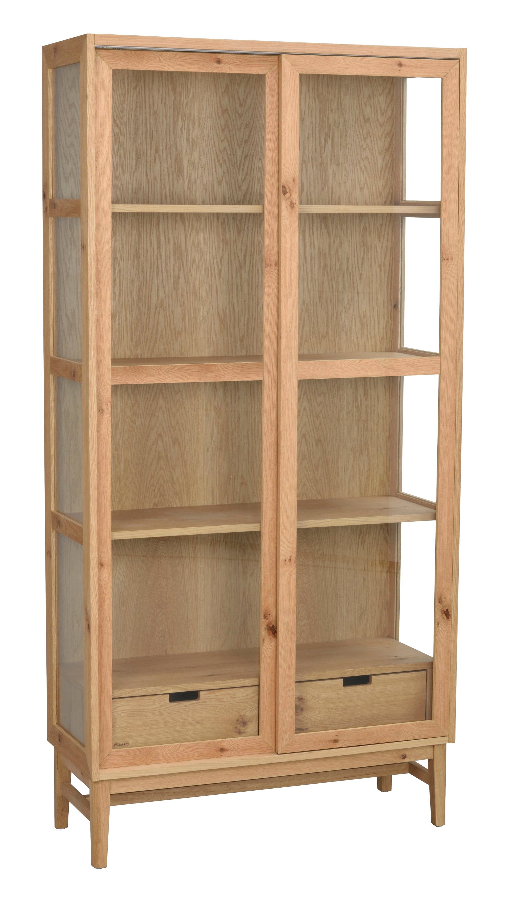 Hazelton Glass Cabinet with Drawers – Oak – 6