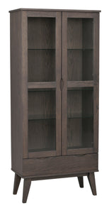 FILIPPA Glass Cabinet with Drawer – Dark Brown Oak – 7