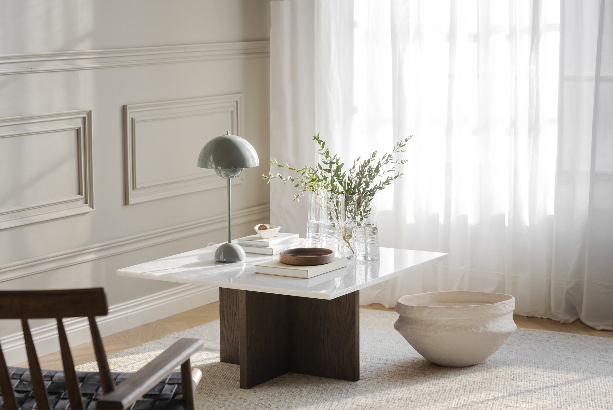 BROOKSVILLE Square Coffee Table 90 CM – White marble & brown oak – 5