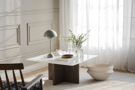 BROOKSVILLE Square Coffee Table 90 CM – White marble & brown oak – 5
