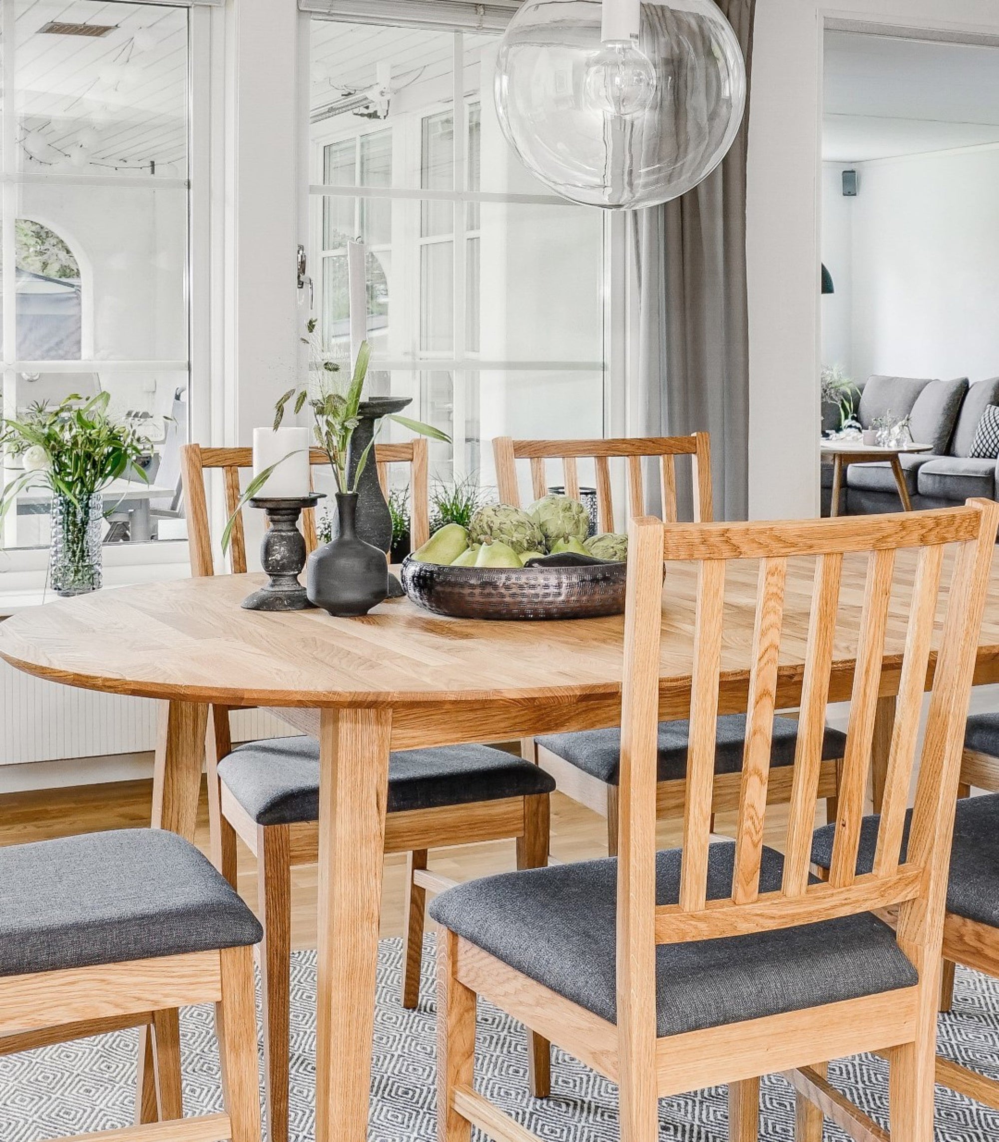 FILIPPA Set of 2 Chairs – Oak/grey fabric – 2