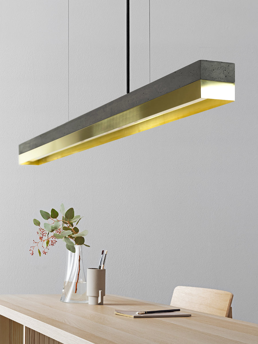 [C1] Concrete & Brass LED Pendant 122CM
