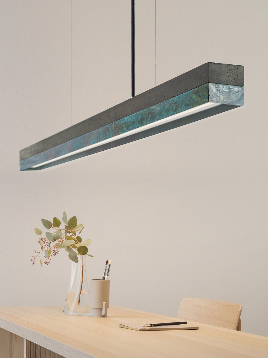 [C1] Concrete & Oxidised Copper Pendant Light 122CM