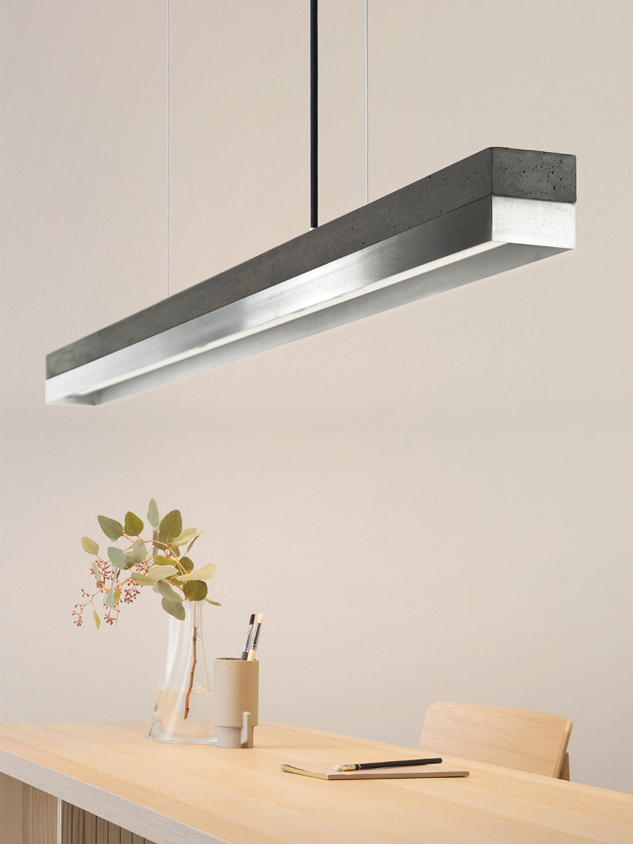 [C1] Concrete & Stainless Steel Pendant Light 122CM