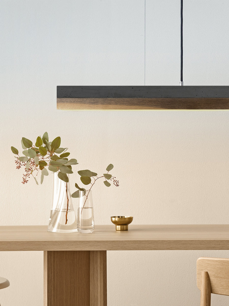 [C1] Concrete & Walnut Pendant Light 122CM