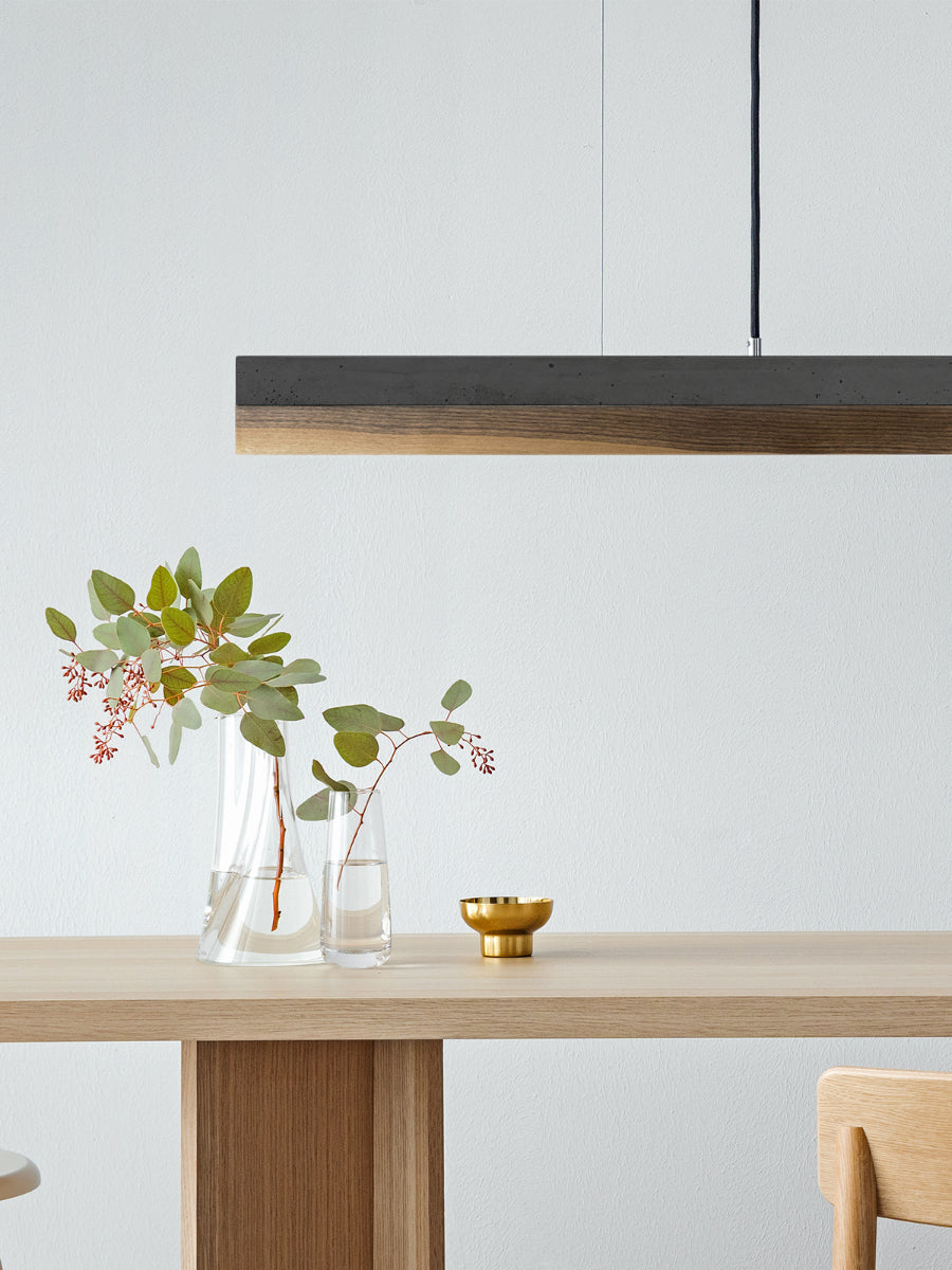 [C1] Concrete & Walnut Pendant Light 122CM