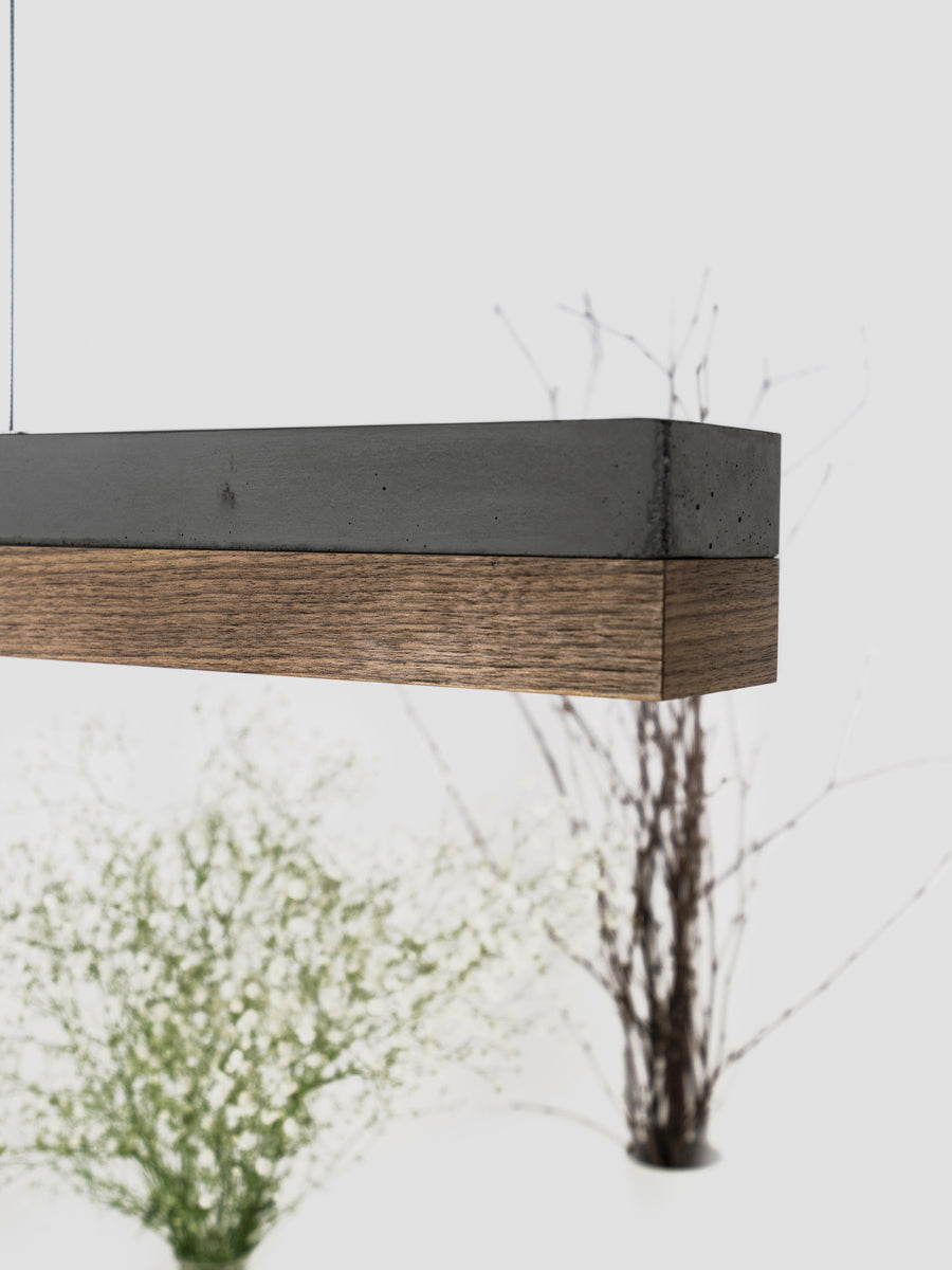 [C1] Concrete & Walnut Pendant Light 122CM