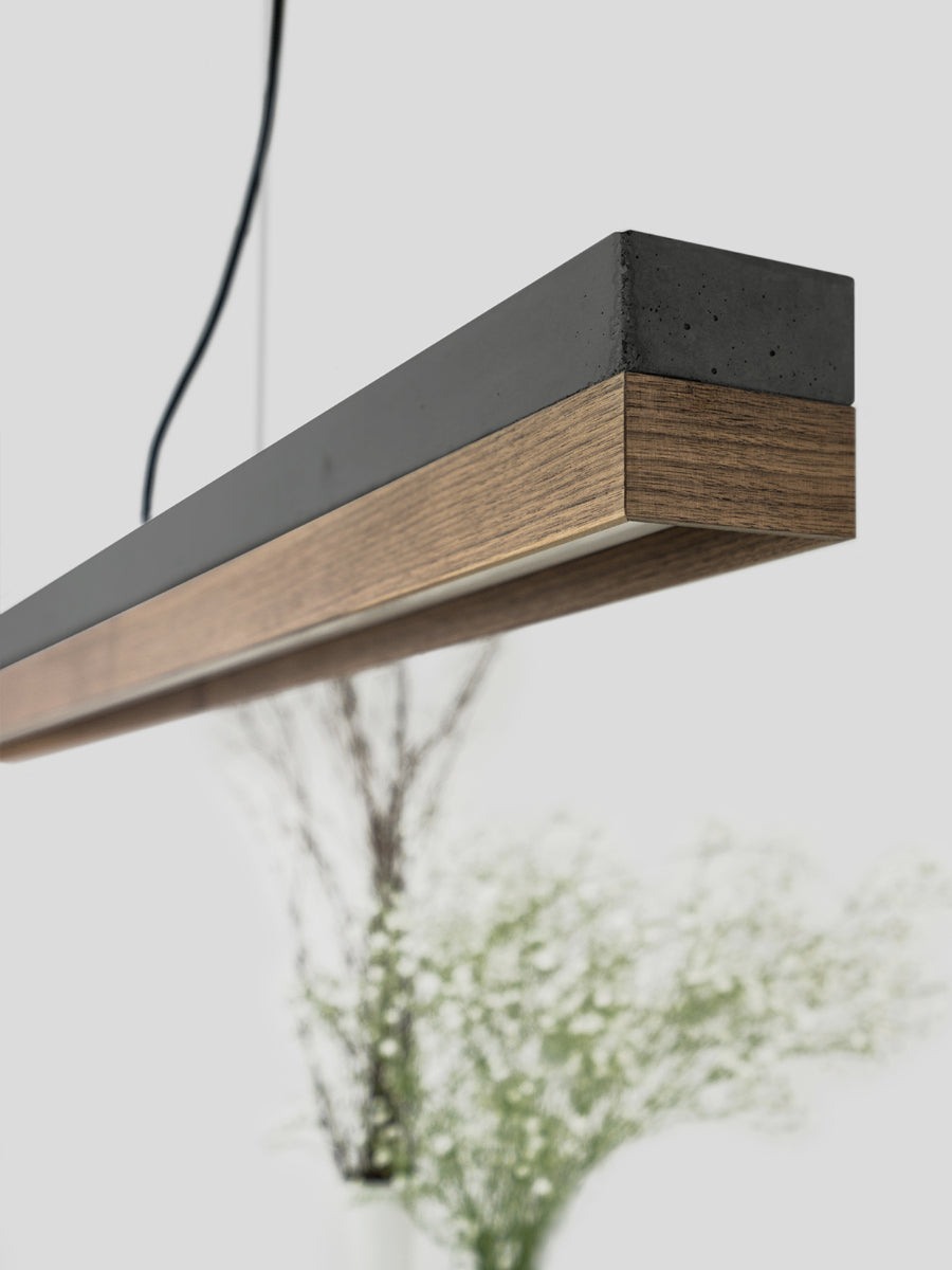 [C1] Concrete & Walnut Pendant Light 122CM