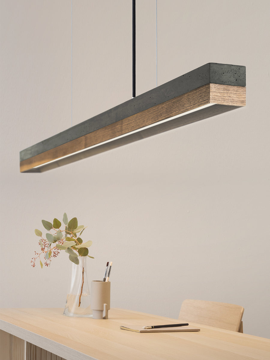 [C1] Concrete & Walnut Pendant Light 122CM