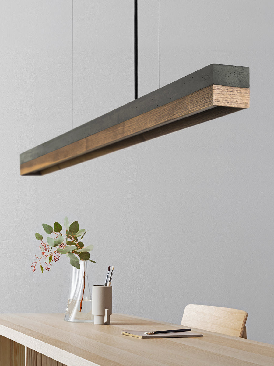[C1] Concrete & Walnut Pendant Light 122CM