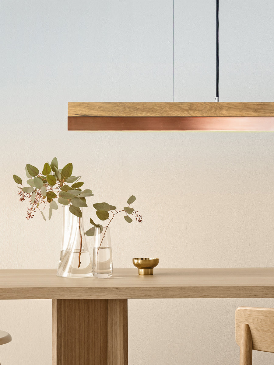 [C1o] Oak Wood & Copper Pendant Light Pendant 122CM
